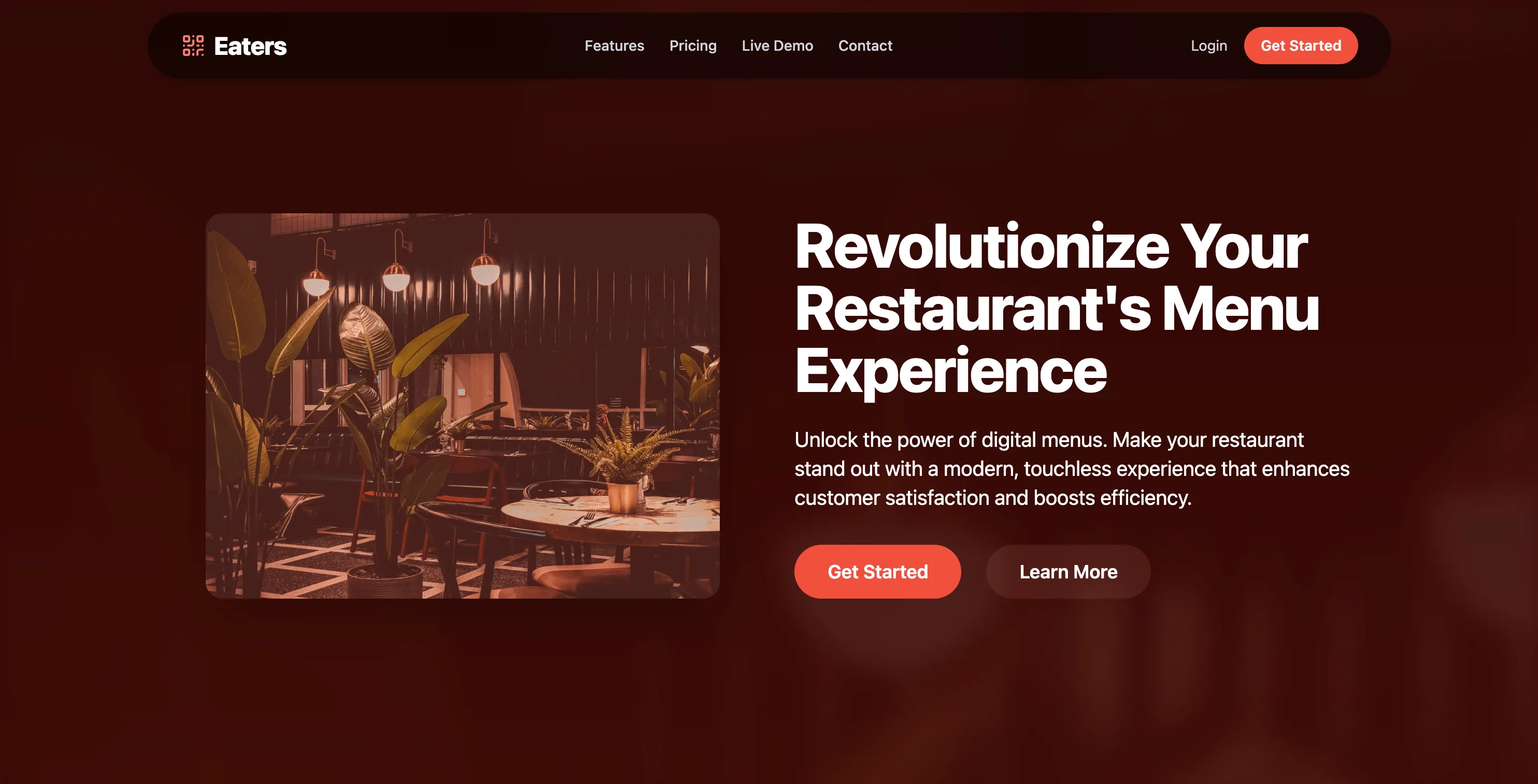 restaurant landing page